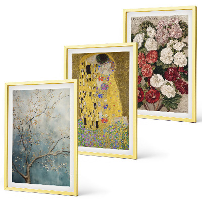 Set om 3 tavlor Blommorna i trädet målning Klimt