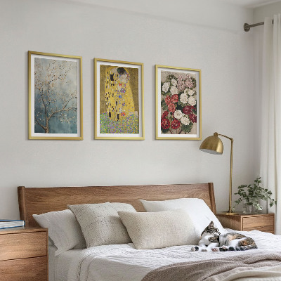 Set om 3 tavlor Blommorna i trädet målning Klimt