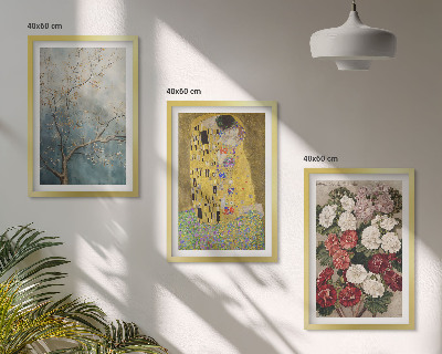 Set om 3 tavlor Blommorna i trädet målning Klimt