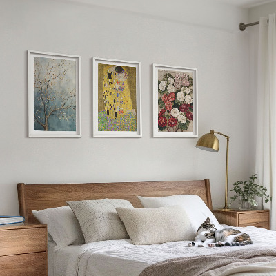 Set om 3 tavlor Blommorna i trädet målning Klimt