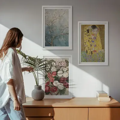 Blommorna i trädet målning Klimt set om 3 tavlor