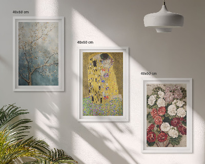 Set om 3 tavlor Blommorna i trädet målning Klimt