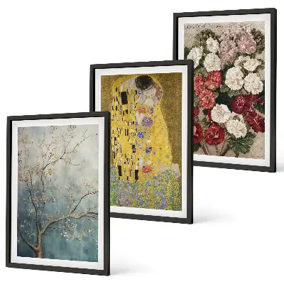 Blommorna i trädet målning Klimt set om 3 tavlor