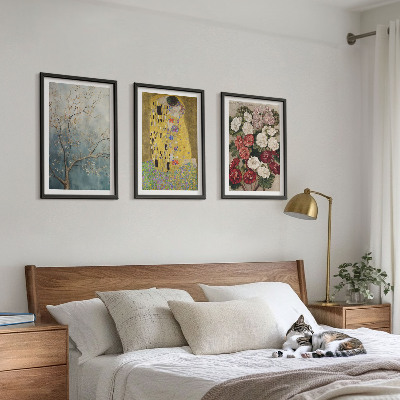 Set om 3 tavlor Blommorna i trädet målning Klimt