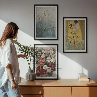 Blommorna i trädet målning Klimt set om 3 tavlor