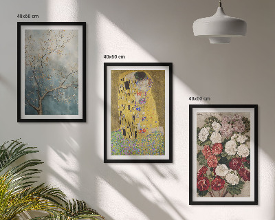 Set om 3 tavlor Blommorna i trädet målning Klimt