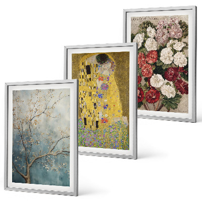 Set om 3 tavlor Blommorna i trädet målning Klimt