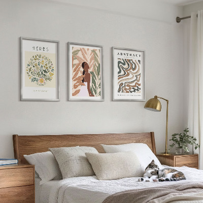 Tavelset ovanför soffa Boho pastellminimalistiska posters