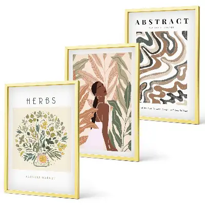 Posterset i boho- och pastellstil tavelset för väggen ovanför soffan