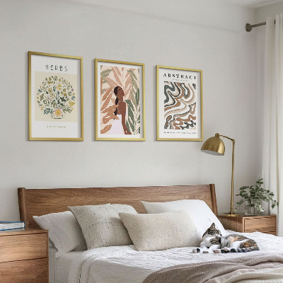 Tavelset ovanför soffa Boho pastellminimalistiska posters