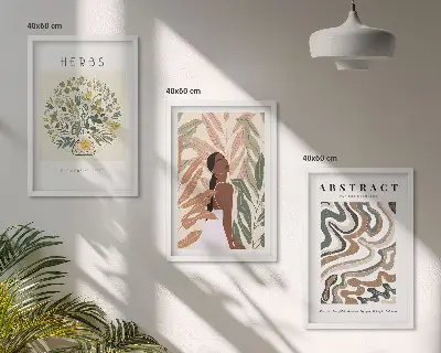 Posterset i boho- och pastellstil tavelset för väggen ovanför soffan