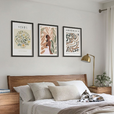 Tavelset ovanför soffa Boho pastellminimalistiska posters