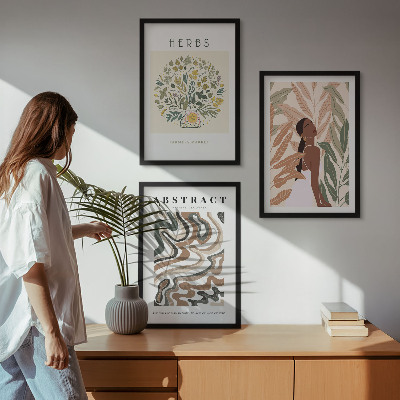 Tavelset ovanför soffa Boho pastellminimalistiska posters