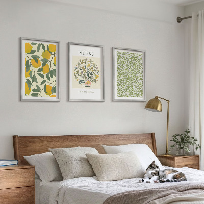 Tavelset ovanför soffa Citroner med örter och blad