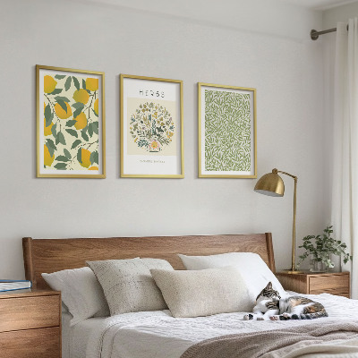 Tavelset ovanför soffa Citroner med örter och blad