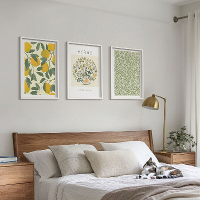 Tavelset ovanför soffa Citroner med örter och blad