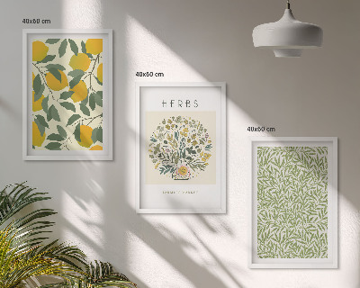 Tavelset ovanför soffa Citroner med örter och blad