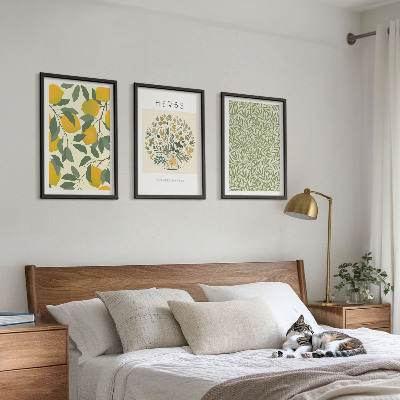 Tavelset ovanför soffa Citroner med örter och blad
