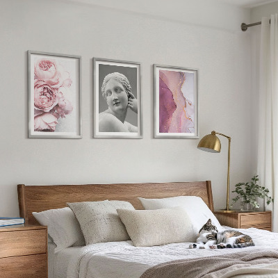 Set om 3 tavlor Pioner abstrakt kvinna skulptur