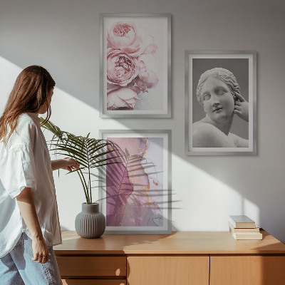Set om 3 tavlor Pioner abstrakt kvinna skulptur