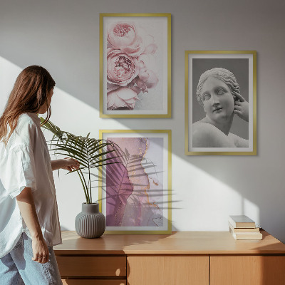 Set om 3 tavlor Pioner abstrakt kvinna skulptur