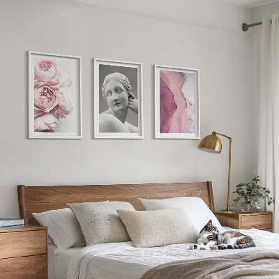 Set om 3 tavlor Pioner abstrakt kvinna skulptur