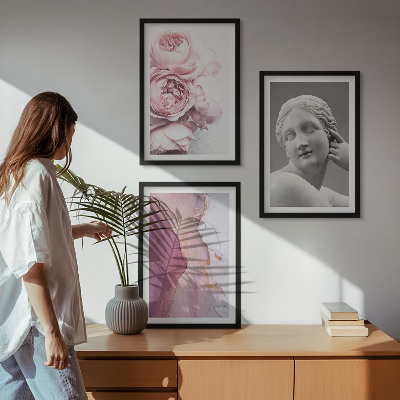 Set om 3 tavlor Pioner abstrakt kvinna skulptur