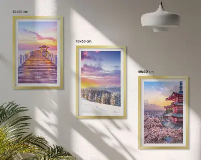 Romantiska himmelslandskap set om 3 tavlor