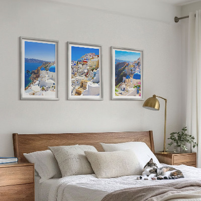 Tavelset ovanför soffa Landskapsarkitektur Oia Santorini