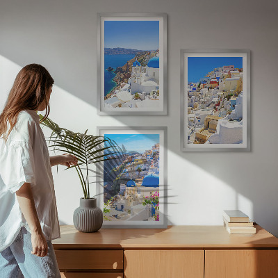 Tavelset ovanför soffa Landskapsarkitektur Oia Santorini