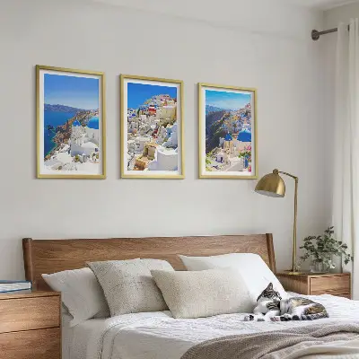 Landskapsarkitektur Oia Santorini tavelset för vägg ovanför soffa