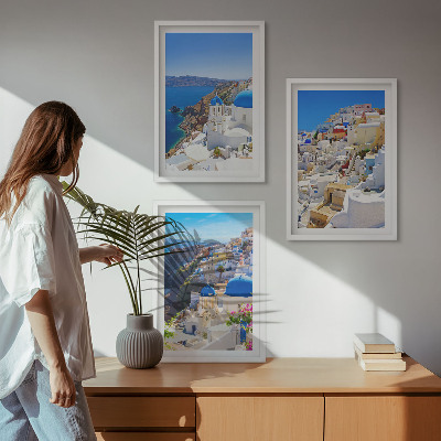 Tavelset ovanför soffa Landskapsarkitektur Oia Santorini