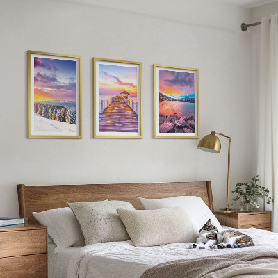 Set om 3 tavlor Vinterlandskap i fjällsjö