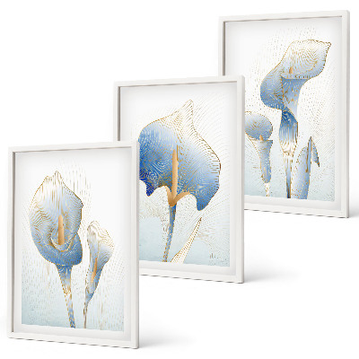 Tavelpaket med ramar Blå blommor i bakgrunden