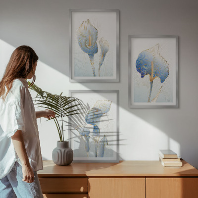 Tavelpaket med ramar Blå blommor i bakgrunden