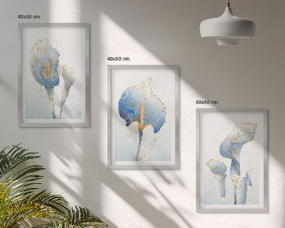 Tavelpaket med ramar Blå blommor i bakgrunden