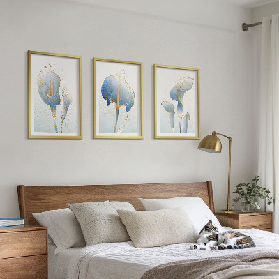 Tavelpaket med ramar Blå blommor i bakgrunden