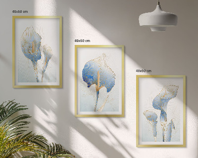 Tavelpaket med ramar Blå blommor i bakgrunden