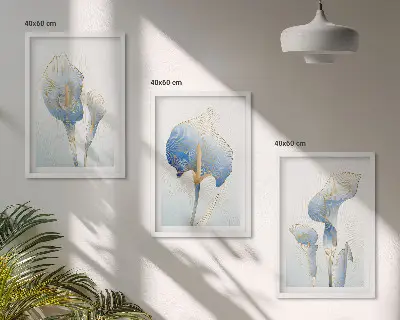 Blå blommor tavelvägg med ramar