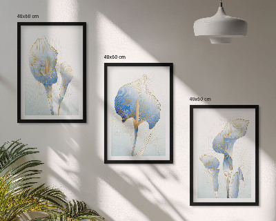 Tavelpaket med ramar Blå blommor i bakgrunden