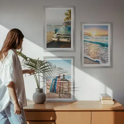 Miami solnedgångssemester set om 3 tavlor