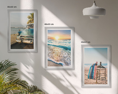 Set om 3 tavlor Miami solnedgångssemester