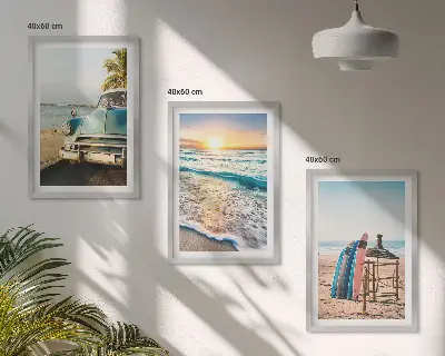 Miami solnedgångssemester set om 3 tavlor