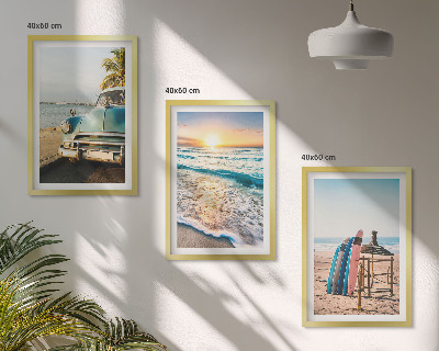 Set om 3 tavlor Miami solnedgångssemester