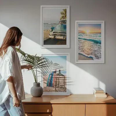 Miami solnedgångssemester set om 3 tavlor