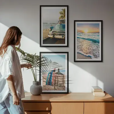 Miami solnedgångssemester set om 3 tavlor