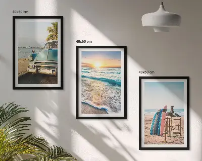 Miami solnedgångssemester set om 3 tavlor