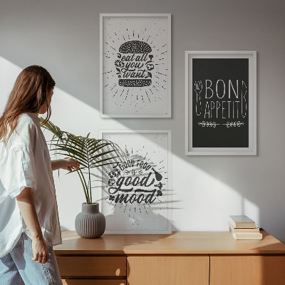 Tavelset ovanför soffa Grafik mat kulinariska slagord