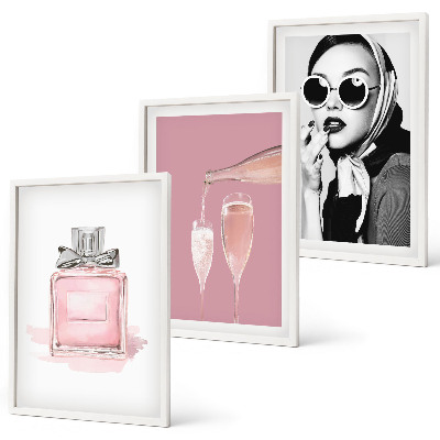 Tavelpaket med ramar Snygga rosa accessoarer