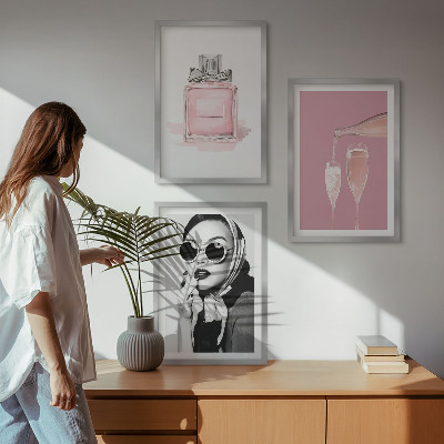 Tavelpaket med ramar Snygga rosa accessoarer